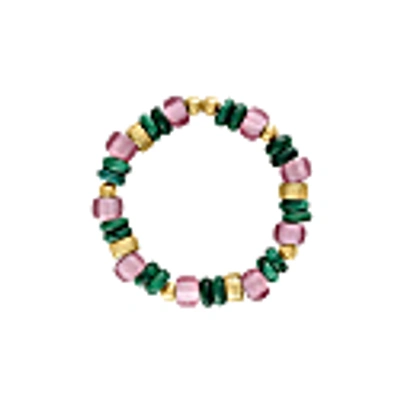 Olivia Le Malachite Mixed Glass Bead Bracelet