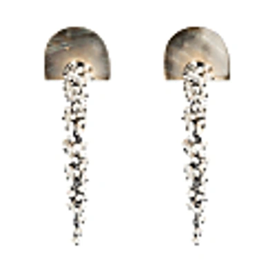 Freya Rose Hakuro Grey Mother Of Pearl Long Drops