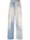 Our Legacy High Waist Boyfriend Jeans With Distressed Finish In Blau