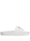 Giuseppe Zanotti Brett Signature-logo Slides In Weiss