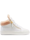 GIUSEPPE ZANOTTI KRISS SHEARLING-LINED MID-TOP SNEAKERS