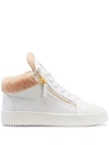 Giuseppe Zanotti Kriss Shearling-lined Mid-top Trainers In White