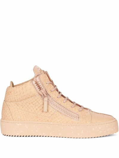 Giuseppe Zanotti Kriss Python-print Leather Trainers In Beige