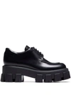 Prada Monolith Sharp Leather Lug-sole Lace-up Shoes In Schwarz