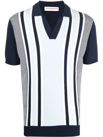 Orlebar Brown Edmund Striped Polo Shirt In Blau