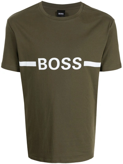 Hugo Boss Logo-print Cotton T-shirt In Grün