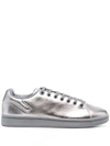 Raf Simons Metallic Low-top Leather Sneakers In Silver