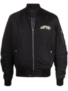 Amiri Mens Black Cherub Graphic-print Woven Bomber Jacket 38 In Schwarz
