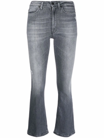 Dondup High-waisted Flared Jeans In Grey