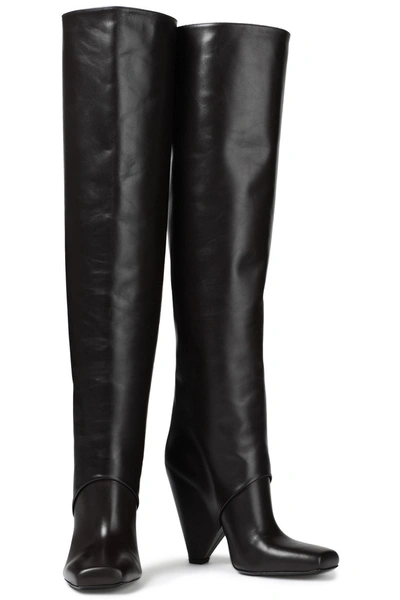 Balmain Woman Knee Boots Black Size 6 Calfskin