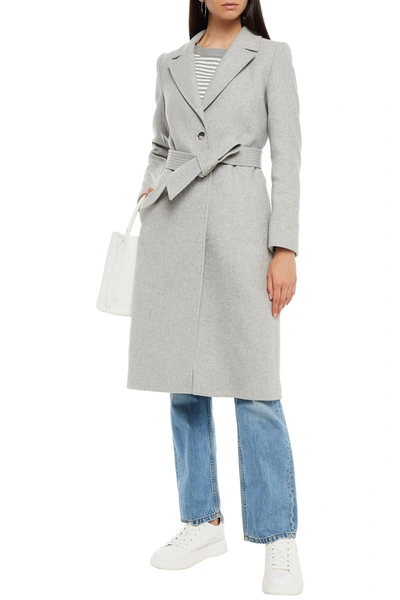 Claudie Pierlot Belted Wool-blend Felt Coat In Grey