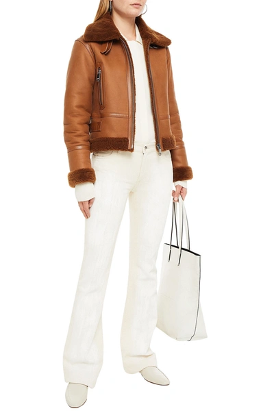 Dom Goor Shearling Biker Jacket In Tan