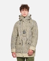 Stone Island Naslan Light Watro Rain Camo Reflective Parka Jacket In Beige