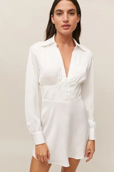 Urban Outfitters Uo Phoebe Corseted Shirt Dress In White | ModeSens