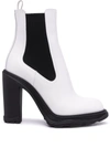Alexander Mcqueen Treadonly White Leather Boots In White