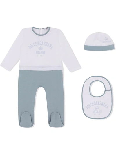 Dolce & Gabbana Babies' Logo-print Pajama Set In Blue