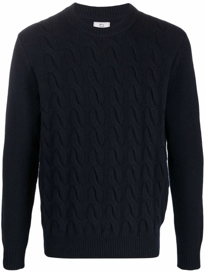 Woolrich Cable-knit Virgin Wool Jumper In Melton Blue