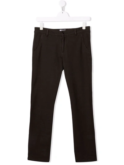 Paolo Pecora Teen Straight Leg Trousers In Brown