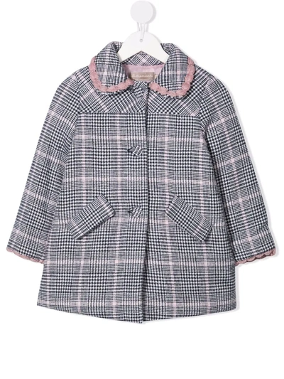 La Stupenderia Kids' Houndstooth-pattern Button-up Coat In Blue