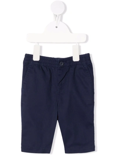 Ralph Lauren Babies' Embroidered-logo Elasticated Trousers In Blue