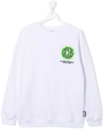 Gcds Teen Graphic-print Cotton Sweatshirt In White