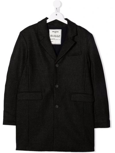 Zadig & Voltaire Teen Wool Single-breasted Coat In Black