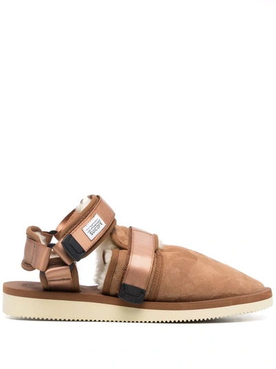 Suicoke Shearling-lined Closed Toe Sandals In Brown