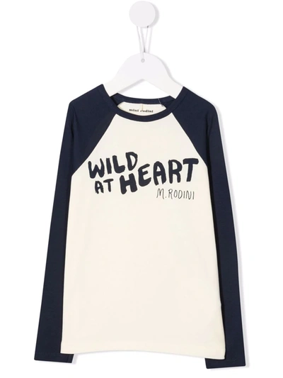 Mini Rodini Kids' Wild At Heart-print Organic Cotton T-shirt In White