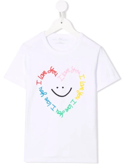 Stella Mccartney Kids' Smile Heart Print T-shirt In White