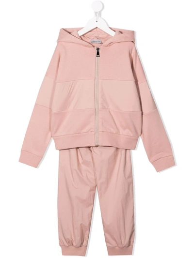 Moncler Kids' Panelled Cotton Tracksuit Set In Pink