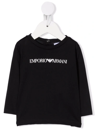 Emporio Armani Babies' Logo-print Cotton T-shirt In Blue