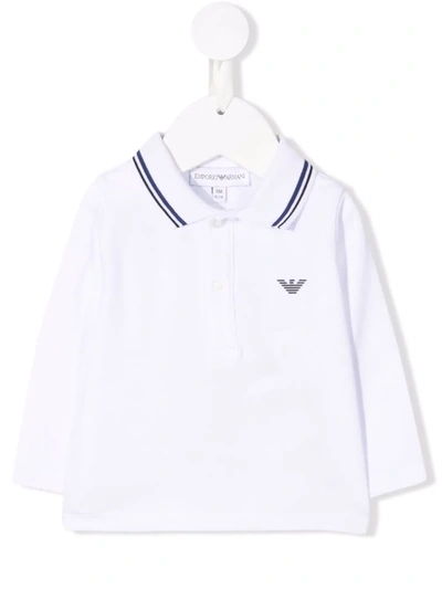Emporio Armani Babies' Logo-print Polo Shirt In White