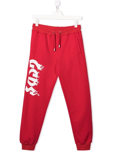 Gcds Teen Flame Logo-print Joggers In Red