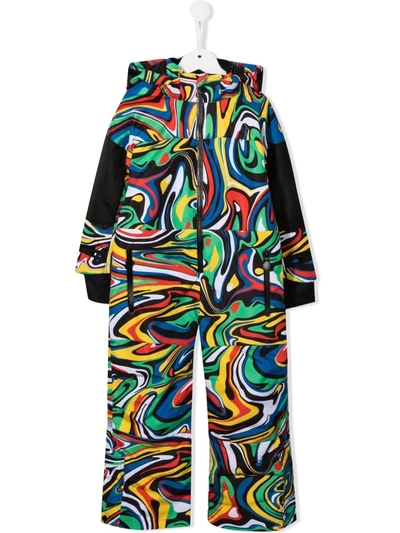 Stella Mccartney Kids' Abstract-print Zip-up Snow Suit In Black