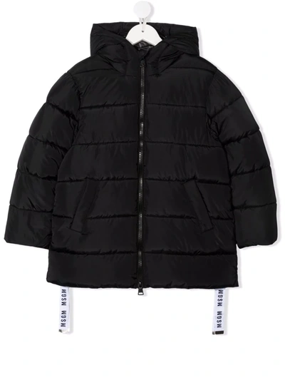 Msgm Kids' Zipped Padded Jacket In Black