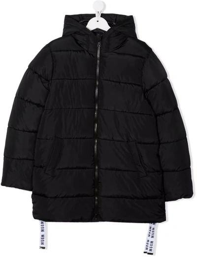 Msgm Teen Zipped Padded Jacket In Black