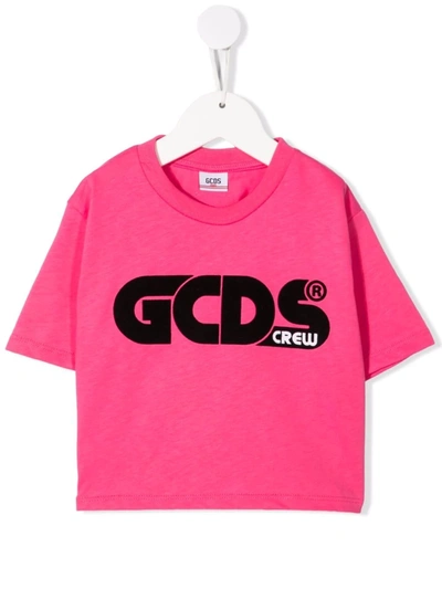 Gcds Kids' Logo印花t恤 In Pink