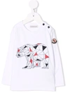 Moncler Long Sleeved Shirt With Print In White