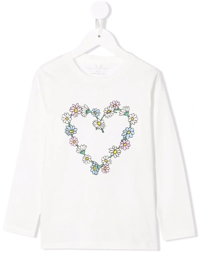 Stella Mccartney Kids' Floral-print Cotton T-shirt In White