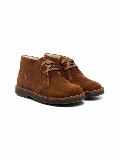 Il Gufo Kids' Lace-up Suede Boots In Brown