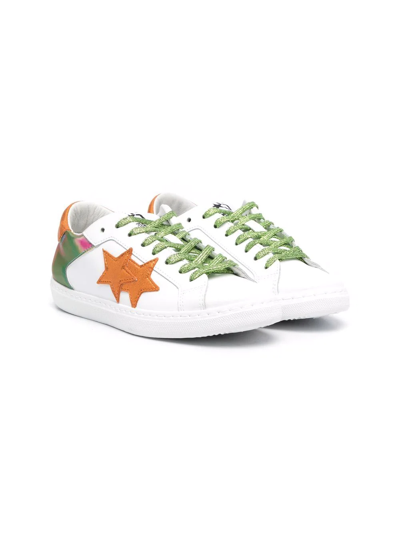 2 Star Teen Star-patch Flatform Trainers In White