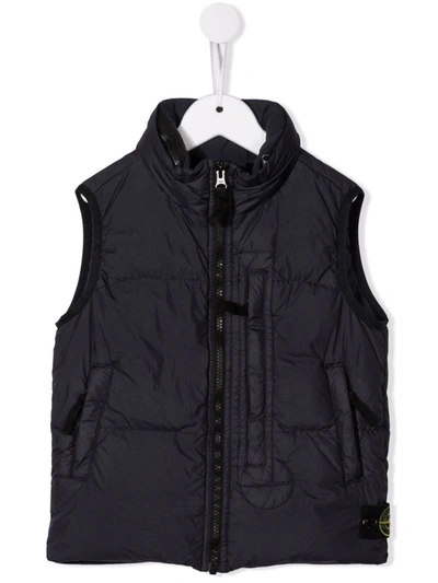 Stone Island Kids' Padded Zipped Gilet Jacket In Blue
