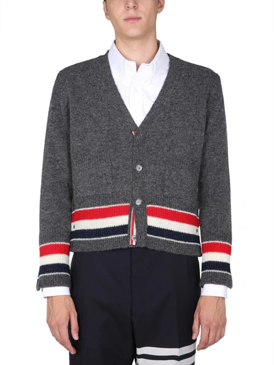 Thom Browne 4bar Stripe Cardigan In Grey