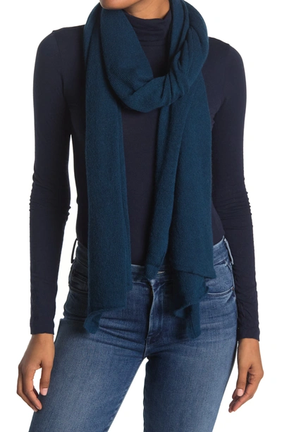 Portolano Lightweight Lambswool Blend Rolled Edge Wrap In Teal