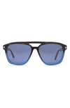 Tom Ford 58mm Gerrard Square Sunglasses In Colored Havana / Blue