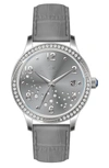 Porsamo Bleu Ruby Sunray Croc Embossed Leather Strap Watch, 34mm In Silver/grey