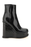 HAUS OF HONEY LACQUER DOLL WEDGE ANKLE BOOTS,HW22109 BLACK