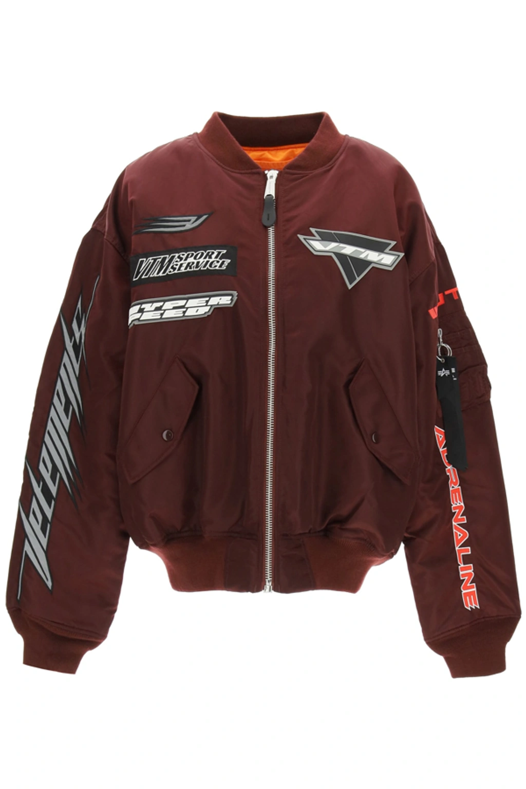 Vetements Racing Logo Reversible Bomber Jacket In Bordeaux (red