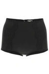 DOLCE & GABBANA SATIN HIGH WAISTED BRIEFS WITH LACE,O2A09T FUAD8 N0000