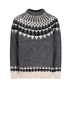 Junya Watanabe Geometric-print Knitted Jumper In Grey